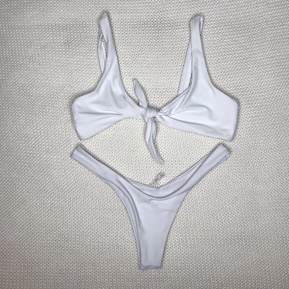 White Tie Bikini Set